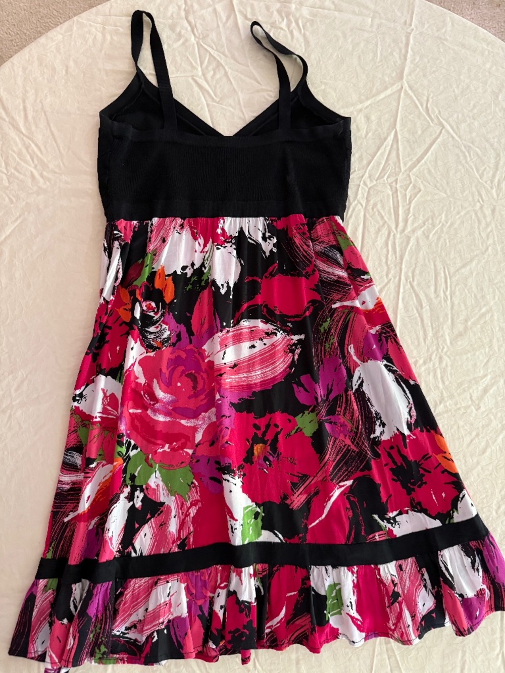 Bebe Silk Dress Bright Pink Floral stretch y2k festival size L